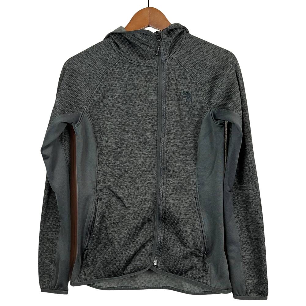 The North Face Full Zip Jacket Hooded Tapered Grey Zip Pocket - S